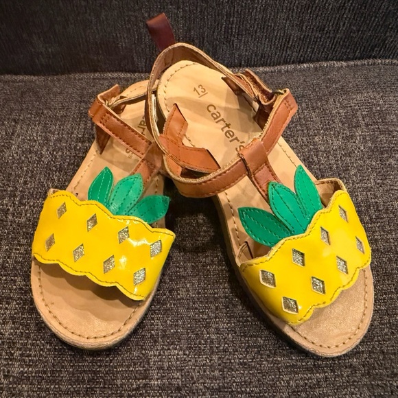 Carter's Vibrant Yellow and Green Pineapple Sandals/size 13 - Picture 7 of 11
